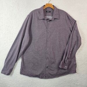 DKNY Mens XXL Purple Heathered Cotton Long Sleeve Button Down Shirt Casual Top